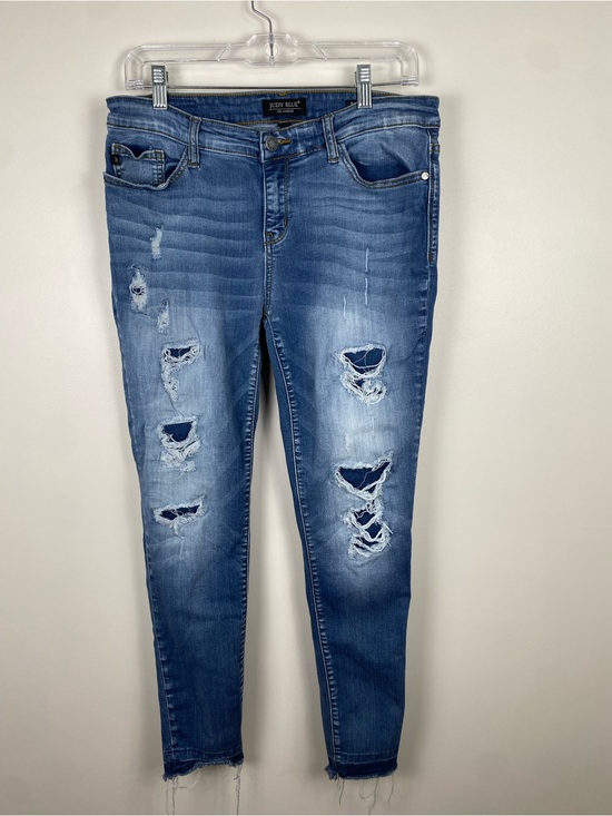 Judy Blue Denim - Judy Blue Distressed Medium Blue Skinny Jeans